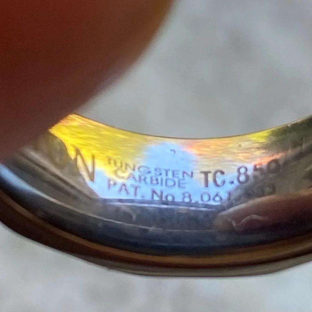 Faceted Tungsten Carbide Ring with Diamond Accent